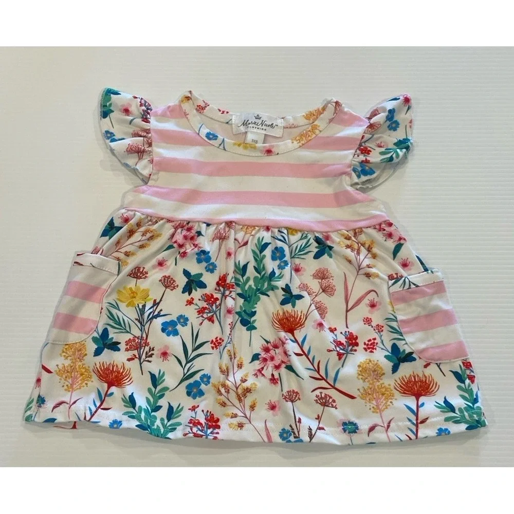 Marie Nicole Clothing XXXS 6 9 Months Dress Baby Girl Pink 6M 9M Floral‎ BOHO